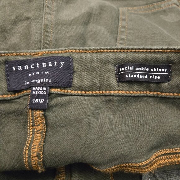 Sanctuary Social Standard Ankle Skinny Jeans in Prosperity Camo Green 18W NWT - Picture 8 of 9